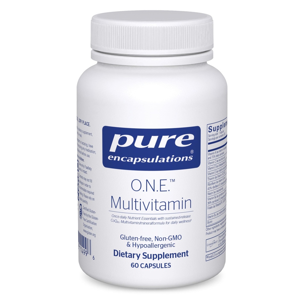 Pure Encapsulations O.N.E. Multivitamine - Once Daily Multivitamine with Antioxidant Complex Metafolin, CoQ10, and Lutein to Support Vision, Cognitive Function, and Cellular Health* - 60 Capsules