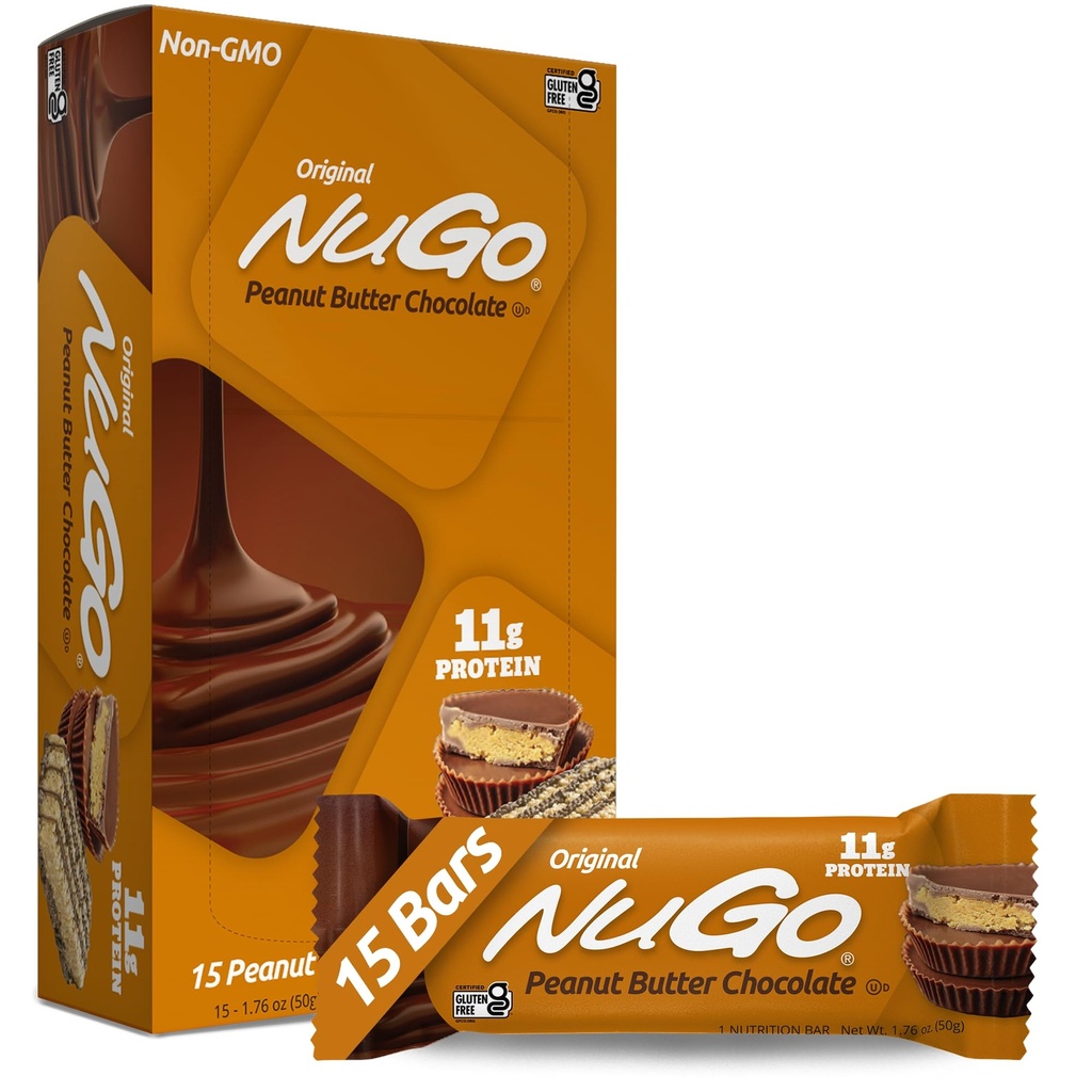 NuGo Proteine Bar, Pindakaas, 11g Proteïne, Glutenvrij, 15 Tellen