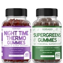 Night Time Fat Burner Gummies (60 Count) - Gewichtsverlies & Metabolisme Sugar-Free Melatonine Supplement and Supergreens Gummies (60 Count) - Greens Supplements Immunity Support - Niet GGO & USA Made
