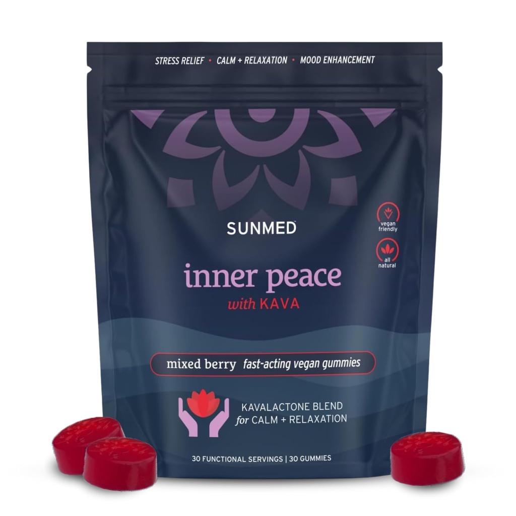 SUNMED Kava Gummies for Stress Relief & Deep Calm 100mg Kavalactonen per Serving 