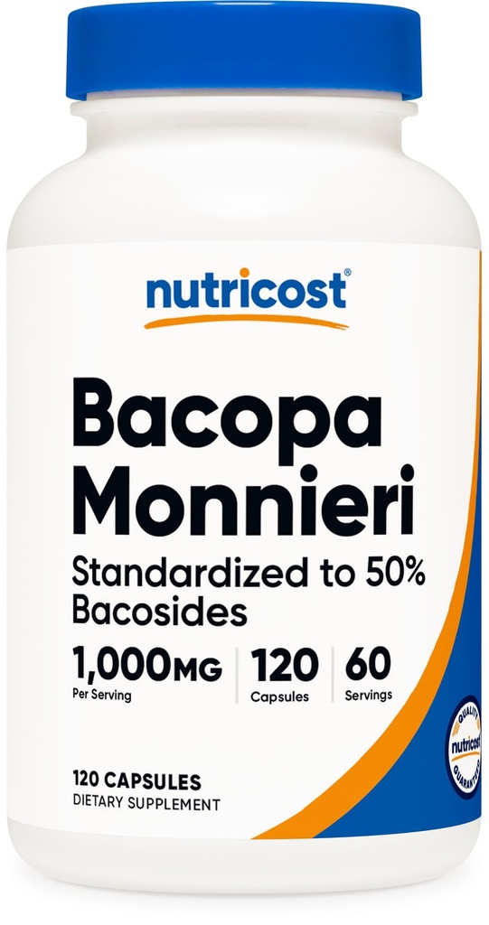 Nutricost Bacopa Monnieri 1000mg, 120 Capsules (60 porties) - Non-GMO, Glutenvrij en Vegetarisch vriendelijk