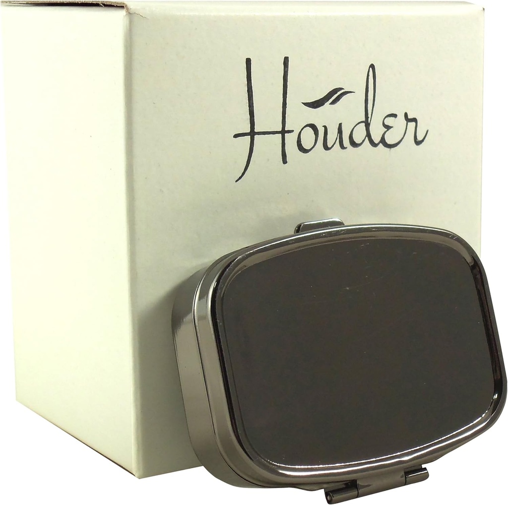Houder Classy Gray Metal Pill Box Decoratieve Pill Case met Gift Box - Draag uw Meds in Style (Rechthoekig)