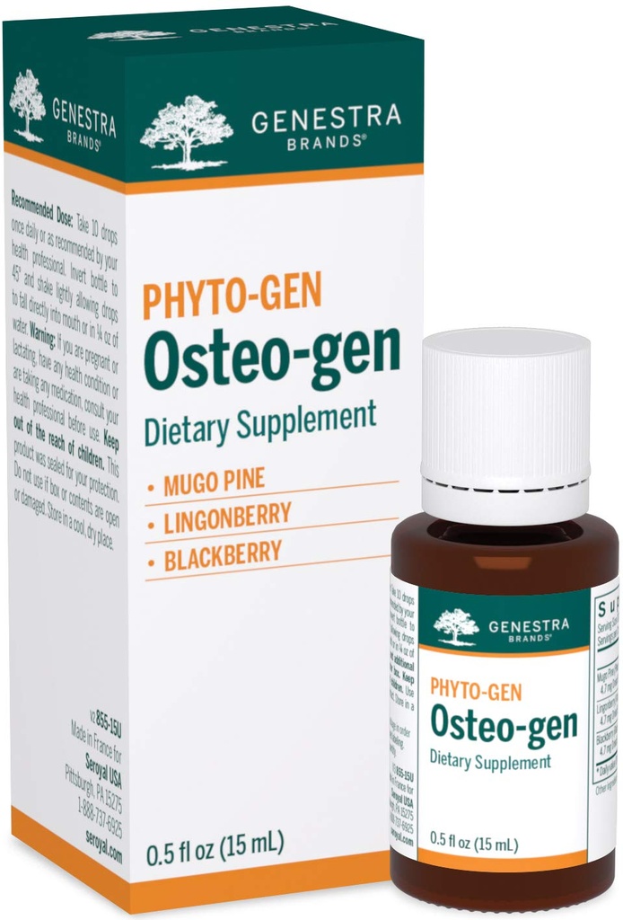 Genestra Brands Osteo-gen | Mugo Pine, Lingonberry, and BlackBerry Herbal Supplement | 0.5 fl. oz.