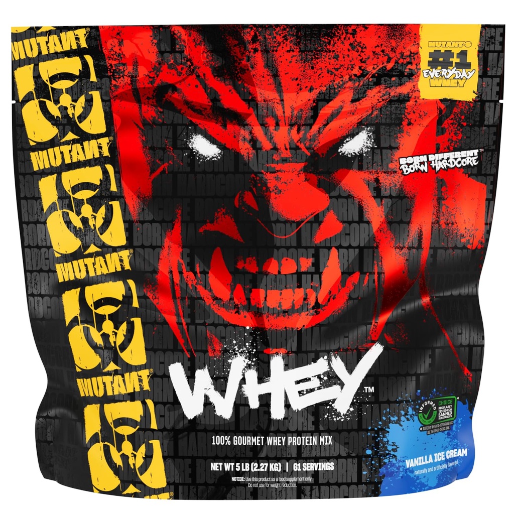 Mutant Whey 100% Whey Protein Powder Shake, Gourmet Smaak, 22 g Proteïne, Fast Absorbing, Easy Digesing, 5lbs - Vanille Ice Cream