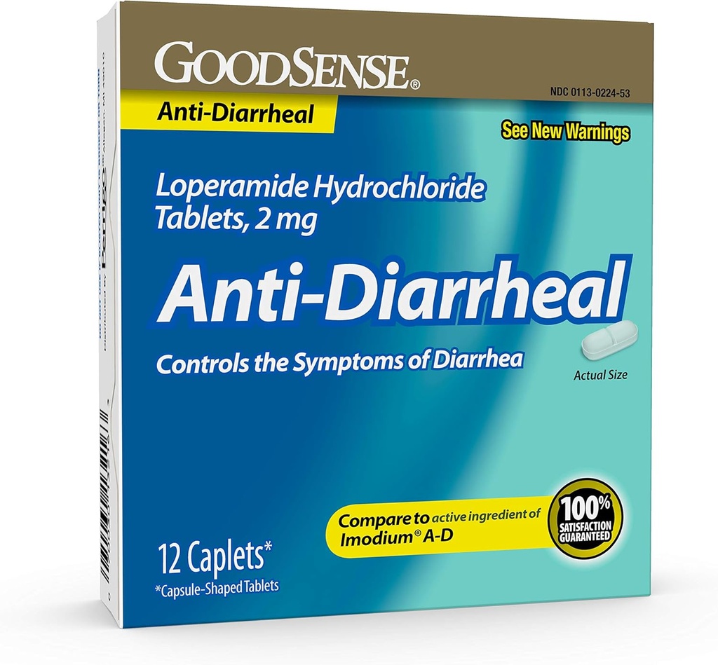 GoodSense Loperamide Hydrochloroide Tablets, 2 mg, Anti-Diarree, 12 Tellen