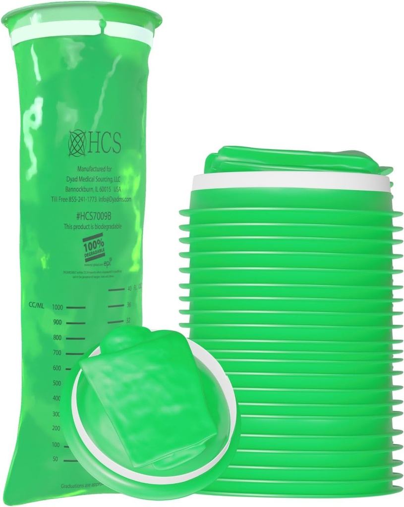 HCS Bulk Emesis Tassen Wegwerpen - Eco-vriendelijk, Premium, Ziekenhuis Grade, Volwassenen & Kinderen - Kots Tassen Wegwerpen voor auto, reizen, thuisgebruik - Gooien, Kots, Kots - 144, Sterk (40 fl oz)