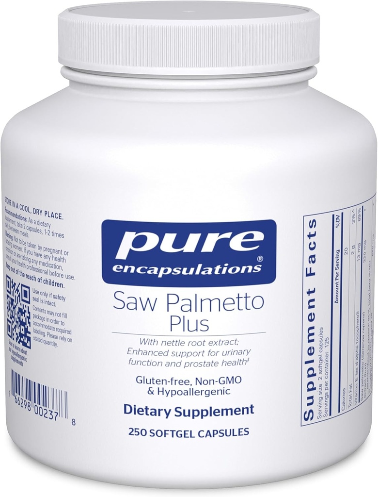 Pure Encapsulations Saw Palmetto Plus met Nettle Root Extract ter ondersteuning van urinefunctie 250 Softgel Capsules