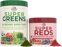 LAND LANDBOUW Essentiële Pack, Super Greens Poeder en Super Reds, Verpakt met 50 Biologische Super Foods en 40 Super Fruit, Natuurlijke Energie, Opgeblazen Ondersteuning, Ongearomatiseerde & Berry smaak, 17,7 oz, 2 Pack