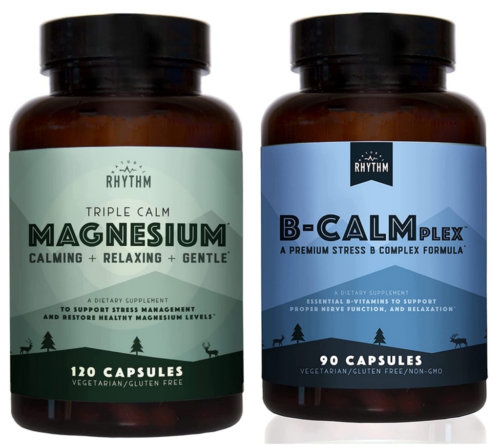 Natuurlijke Rhythm Calm Bundle - Triple Calm Magnesium 150mg, 120 Capsules + B-CALMplex, Unieke Vitamine B B Blend, 90 Capsules