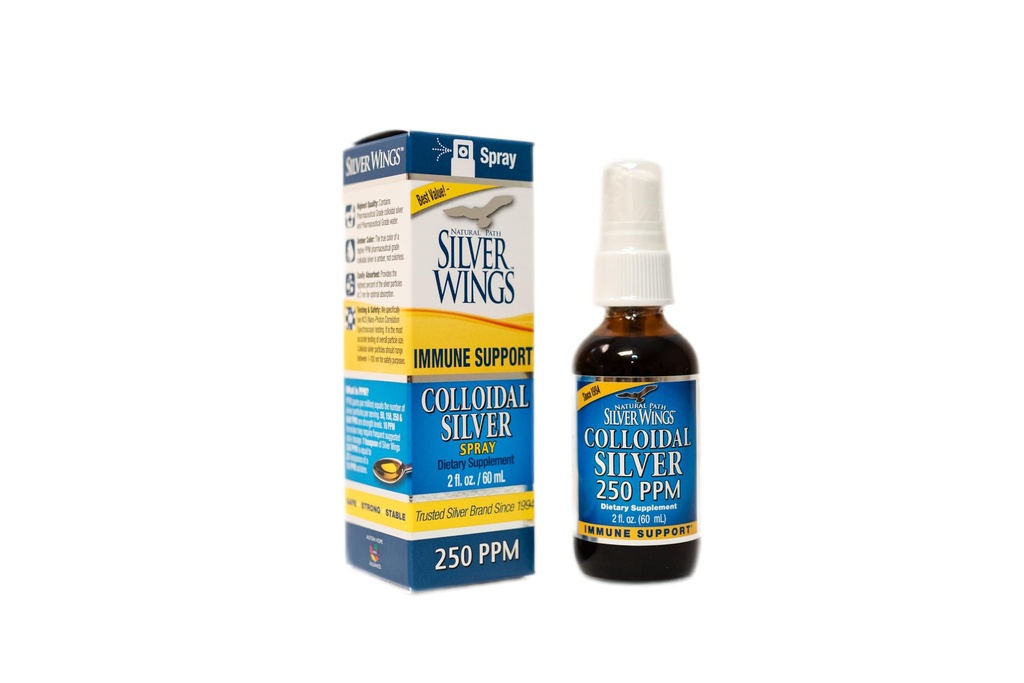 Natural Path Silver Wings Collective Silver Liquid - Enhanced Immune Support Supplement - 250ppm (1250mcg) - 2oz Spray
