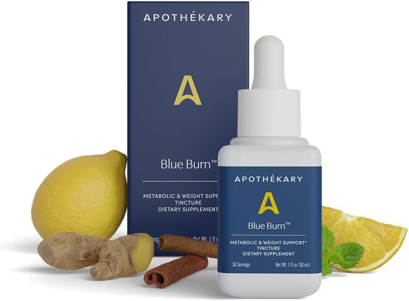 Apothékary Blue Burn Herbal Supplement Herbal Liquid Drops, Dieet Metabolisme Ondersteuning Supplement 1.22 Fl Oz, 30 porties
