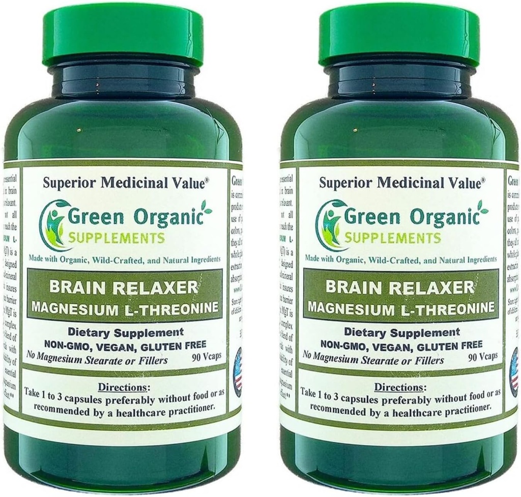 Groene biologische supplementen Magnesium L-Threonine 90 VCaps (verpakking van 2)
