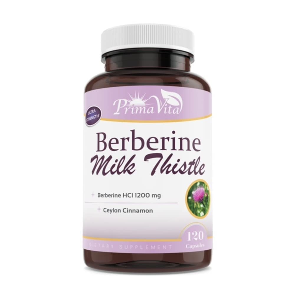 Berberine HCL 1200mg met melkdistel en Ceylon kaneel, Ampk Metabole Activator, gezond immuunsysteem en gastro-intestinale wellness, 40 porties, 120 Veggie Capsules