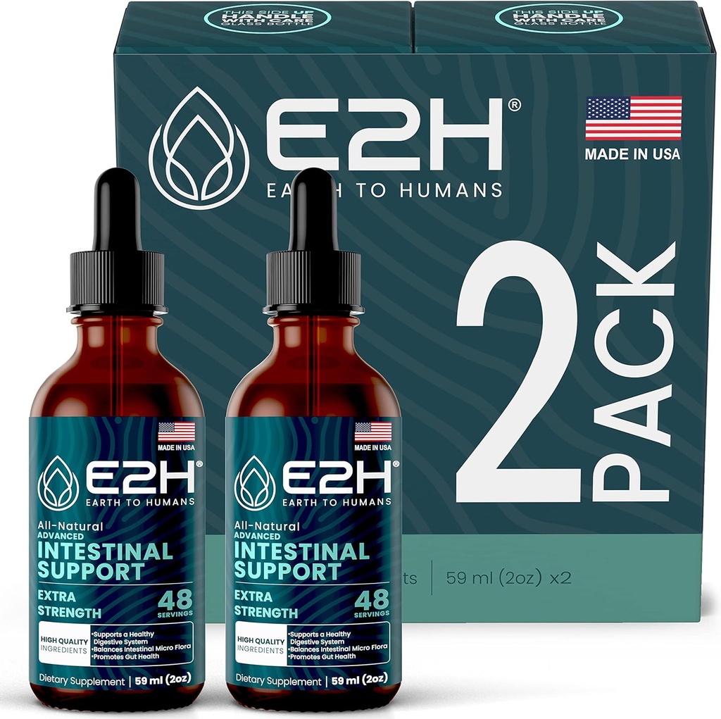 E2H Advanced Intestinal Support - Promoot Gut Health and Digestief System - Wormwood and Black Walnut Extract - Non-GMO, Vegan - (2 flessen)