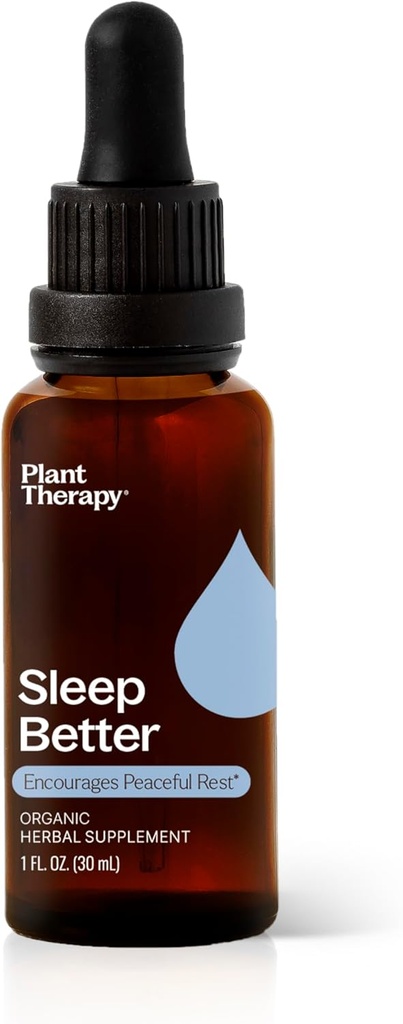 Plant Therapy Organic Sleep Better Tincture 30 mL (1 oz) Supports Relaxation & Sleep, Helps Calm a Busy Mind, with Chamomile, Lemon Balm & Valerian Extracts