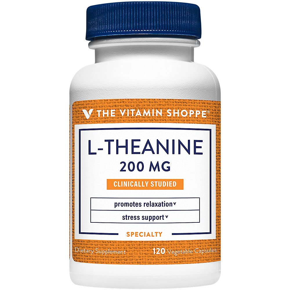 De vitamine Shoppe L-Theanine 200 MG - Kalmte, Stress Support & Relaxation, Aminozuur uit groene thee (120 plantaardige capsules)