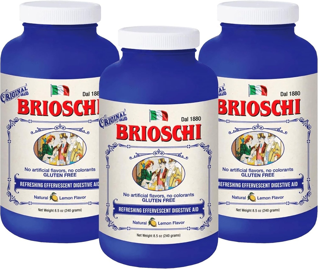 Brioschi Italiaanse citroen Flavored Bruisend brandend maagzuur, maagzuur indigestie, 8,5 oz fles (verpakking van 3)