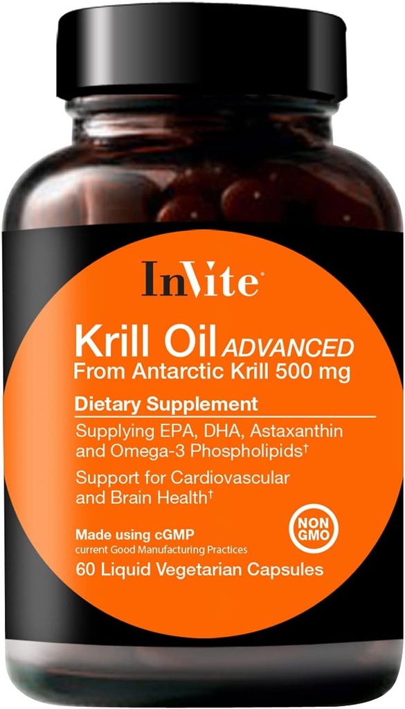 Invite Health Krill Oil Geavanceerd - Ondersteunt Cardiovasculaire en Brain Health - Supplies EPA, DHA, Astaxanthine en Omega-3 Fosfolipiden - 60 capsules (2-pack)