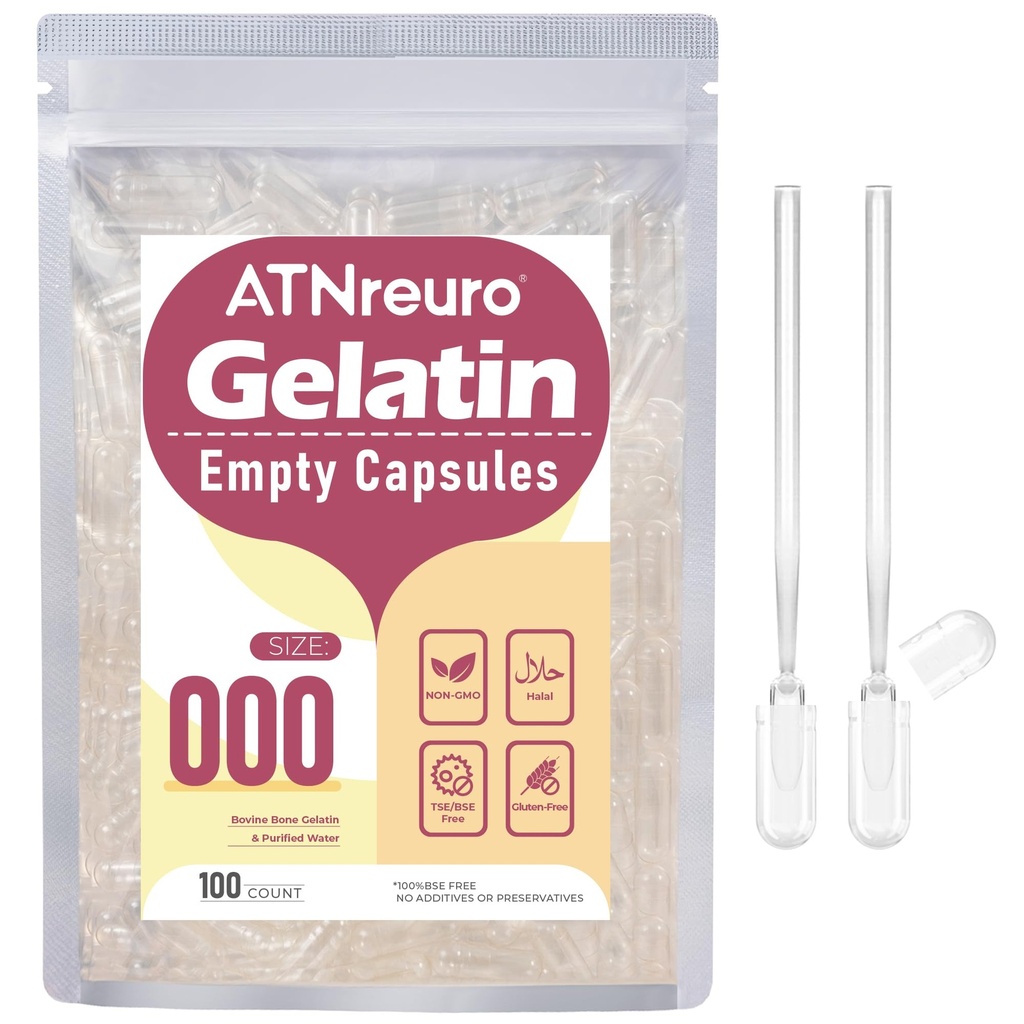 Maat 000 Lege Gelatine Capsules met 2 Micro Lepels - 100 Telle Leeg Heldere Capsule - Lege Pill Capsules voor Poeders Supplementen
