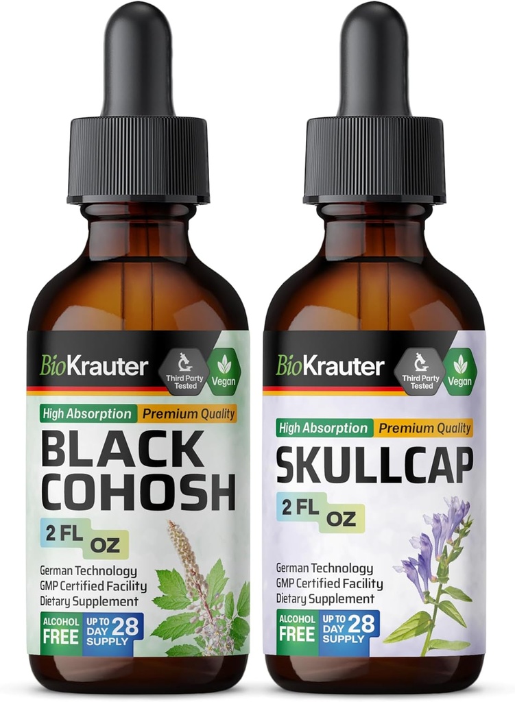 BIO Krauter Black Cohosh Tinctuur 2 Fl. Oz. & Skullcap Tinctuur 2 Fl. Oz.