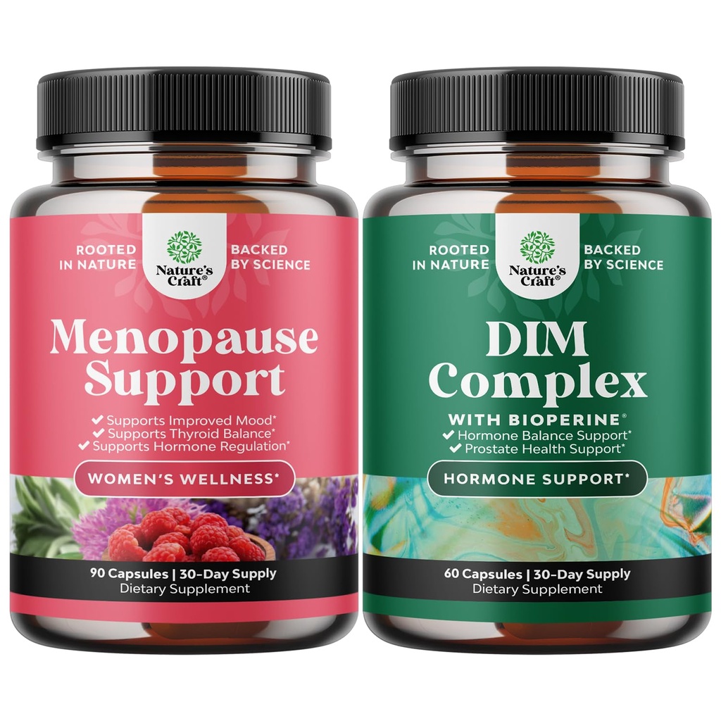 Bundel van Total Menopauze Supplement - Hot Flashes Relief - Dong Quai Vitex Chaste Berry en Black Cohosh en Pure DIM met Bioperine - Diindolylmethaan Testosteron Complex met Broccoli Florets