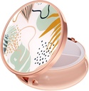 Rouidr Pill Box, 3 Compartiment Medicine Pill Case, Small Metal Travel Medicine Box for Purse & Pocket, Rose Gold, Boho Leaves