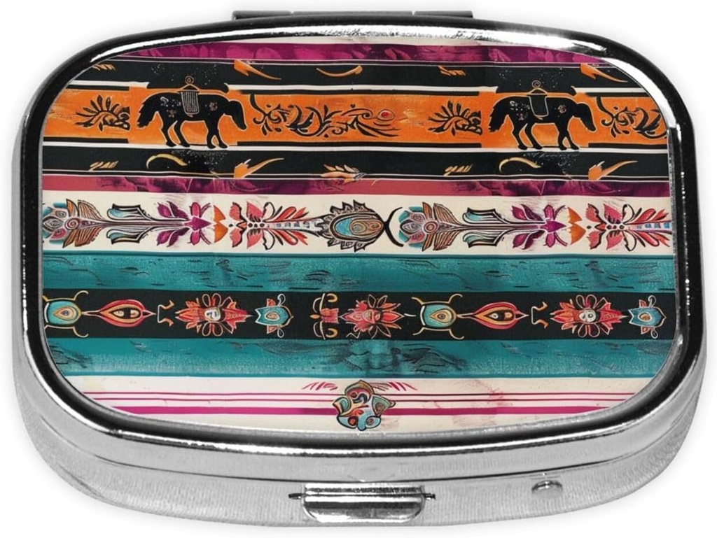 Paard Afdrukken Gedrukte Vierkante pil Organisator met 2 Compartments, Portable Mini Pill Box Pill Case voor Geneeskunde, Vitamine, Visolie, Supplementen