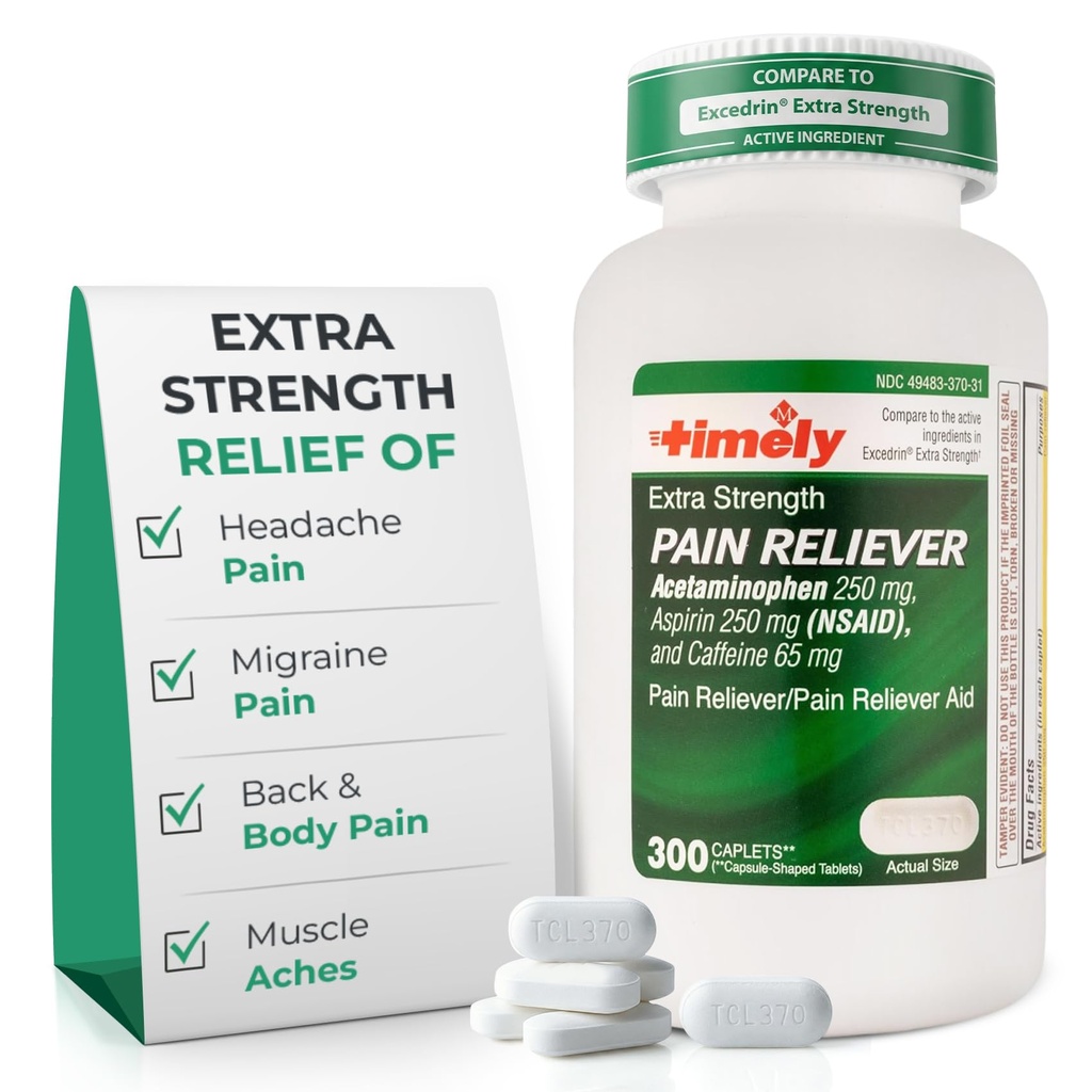TIME-CAP LABS, INC. Tijdelijke extra sterke hoofdpijn verlichting - acetaataminofen met aspirine en cafeïne (300 capleten) - hoofdpijn, migraine en rug- en spierpijn - extra sterkte - Made in USA