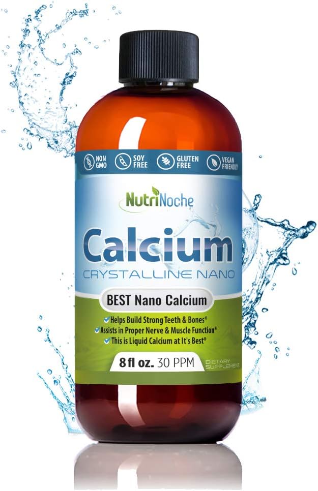 NutriNoche Liquid Calcium Supplement - 99,99% Ultra Pure Crystalline Nano Calcium voor vrouwen, mannen en kinderen - Calcium Citrate Alternatief - Geabsorbeerd op celniveau Sublingually - 30 ppm