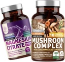 Number One Nutrition N1N Premium Mushroom Complex [10X Krachtige Paddenstoelen] en Magnesium Citrate [200mg], 2 Pack Bundle