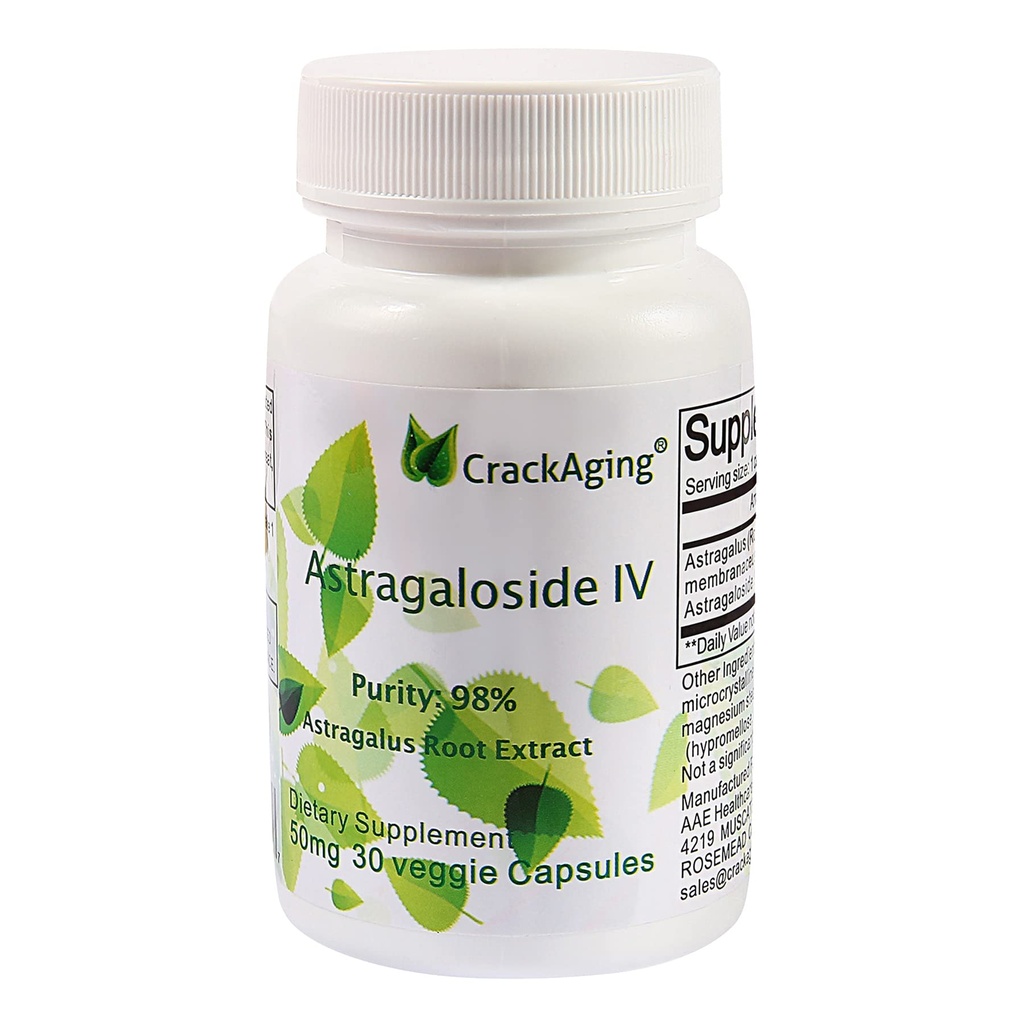 Cracking-Super-Absorptie Astragaloside IV 98% 50 mg 30 Capsule Anti-Aging DNA Cell Telomere Astragalus Root Supplementen