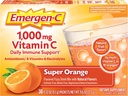 Emergen-C 1000mg vitamine C poeder voor dagelijkse Immune ondersteuning Cafeïnevrije vitamine C supplementen met zink en Mangaan, B Vitaminen en Elektrolyten, Super Oranje smaak - 30 Tellen