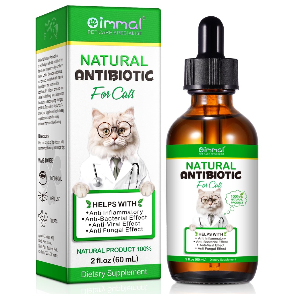 Antibiotica voor Katten, Natuurlijke Antibiotica Huisdier Supplementen Ondersteunt Immune & Cats Allergie Relief, Cat Multivitamine UTI Drops voor alle leeftijden & Ras van Kat, Kip smaak - 2 Fl Oz / 1 Pack