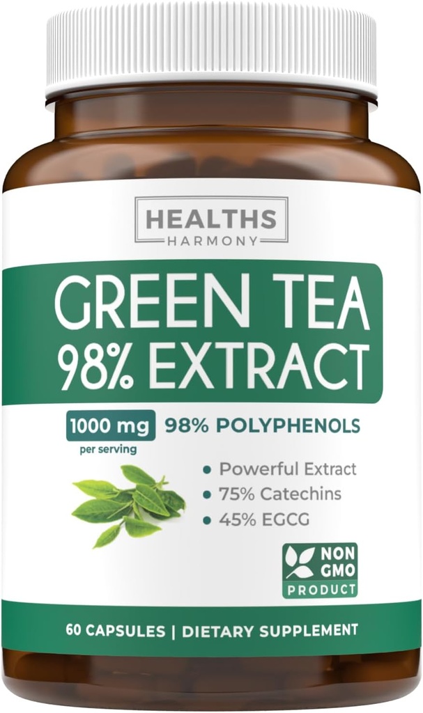 EGCG Green Tea Extract Capsules - Super High Potency Green Tea Pillen Antioxidant Rijke formule verpakt met Polyfenolen Catechinen & EGCG - 500 mg per capsule - Niet-GMO & Made in the USA (1 maand levering)