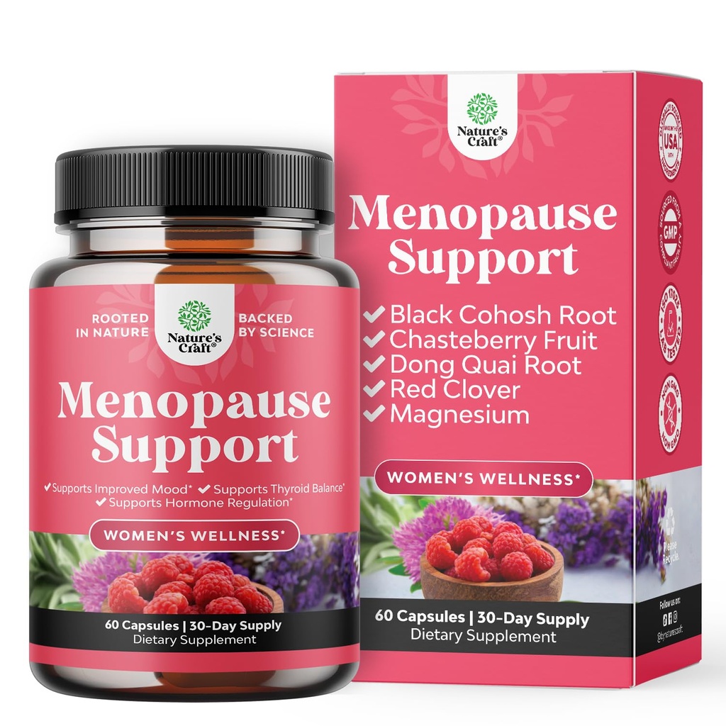 Complete Herbal Menopauze Supplement voor vrouwen - Vrouwelijke Hormone Balance Capsules voor Nacht Sweaters Hot Flashes & Mood Swings met Dong Quai, Chaste Berry & Black Cohosh Root - 60 Count Pack