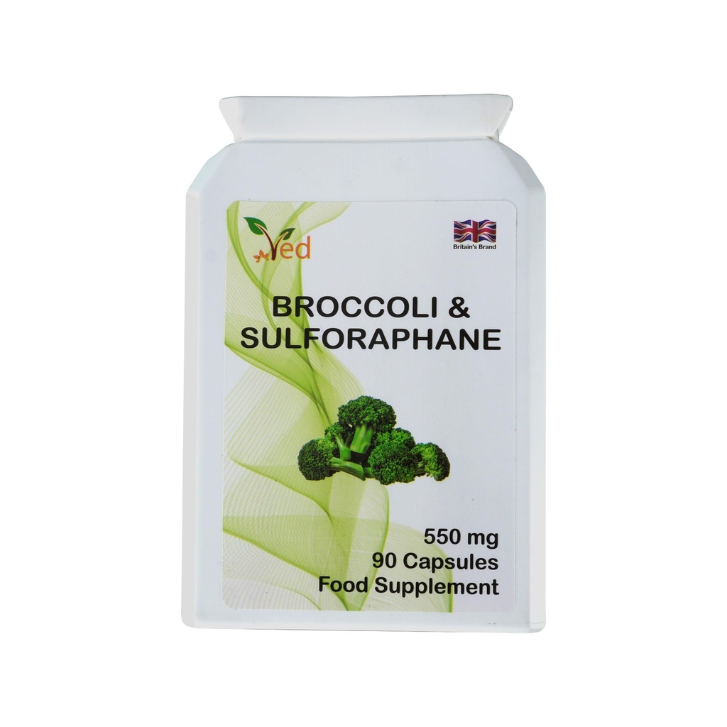Ved Broccoli Sulforaphane, Broccoli Powder Rijk aan vitaminen en mineralen, 550 mg 90 Capsules (45 Days supplies)