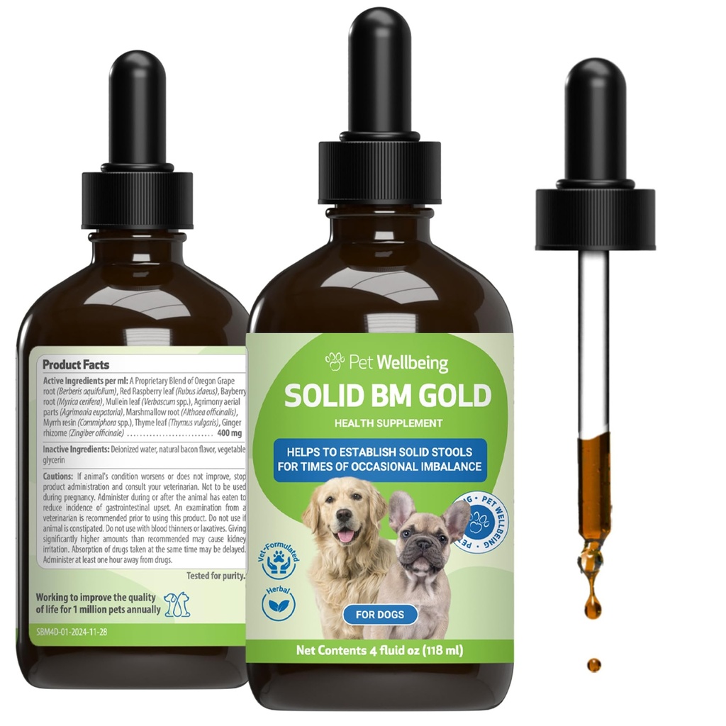 Pet Wellbeing BM Tone-Up Gold voor honden en katten - Ondersteunt gezonde spijsverteringsfunctie, Solid Stools, Normal Bowel Movements, Bayberry - Veterinair-geformuleerd kruidensupplement 4 oz (118 ml)