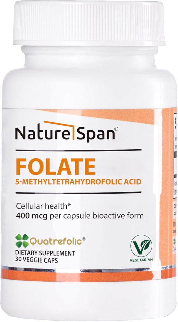 Actieve 6S-5-methyltetrahydrofoliumzuur-400 mcg, Promote Protein Production, rode bloedcelproductie en voorkom foetale misvormingen,30 Caps