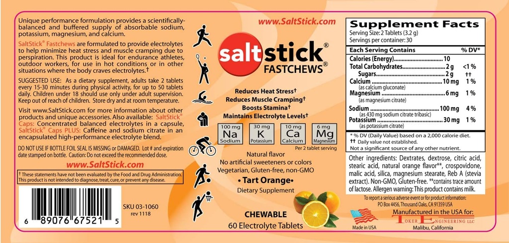 SaltStick FASTCHEWS 60-Count Bottle, bundel met Travel Pack 10 Telling - Tart Orange