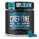 Creatine HCL 3000mg per portie - Raspberry Flavour - Vegan Gummies (90 Tellen (pakket van 1), Framboos)