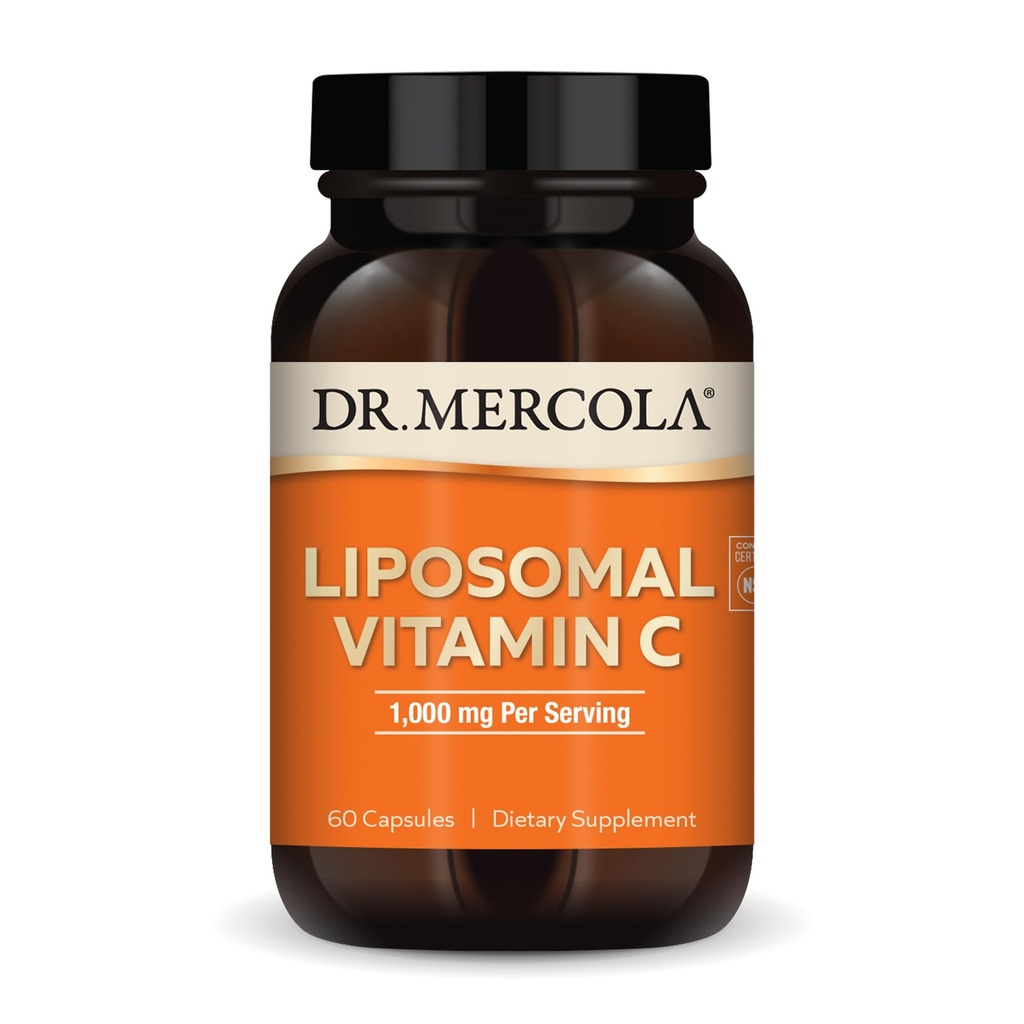 Dr. Mercola Liposomale Vitamine C - Hersenen, Hart, Oog en Immuun Ondersteuning - Biedt 1000 mg Bio available Vitamine C - Non-GMO, Glutenvrije & Sojavrije - 60 Capsules (30 porties)
