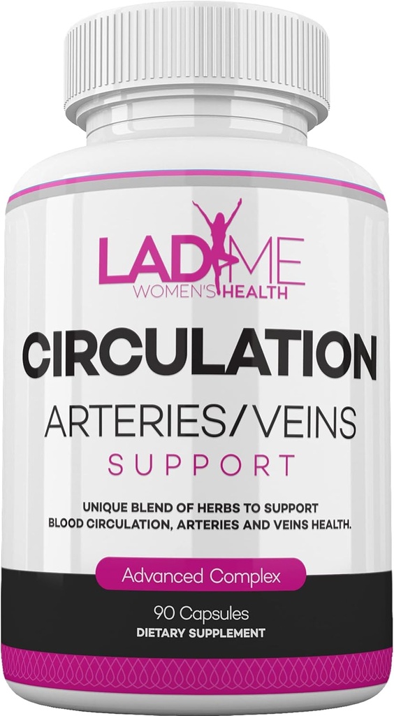 LadyMe Circulatie en Vein ondersteuning helpt verminderen ontcomfort in benen en ondersteunt gezonde cardiovasculaire functies met slagers bezem, Diosmin, Hawthorn tot 3-maands aanbod voor vrouwen 90 capsules