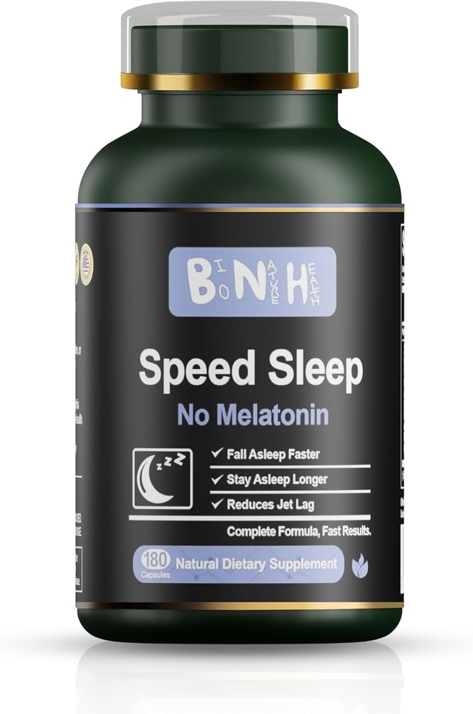 BNH Speed Sleep - Melatonine Free Formula - Oude Chinese Remedie - 15 Kruiden - Vallen & blijven slapen Sneller - Wake Verfrist & Energized - No Groggy Feeling - Relax - Calms Mind-Drugvrij - 180 Tel.