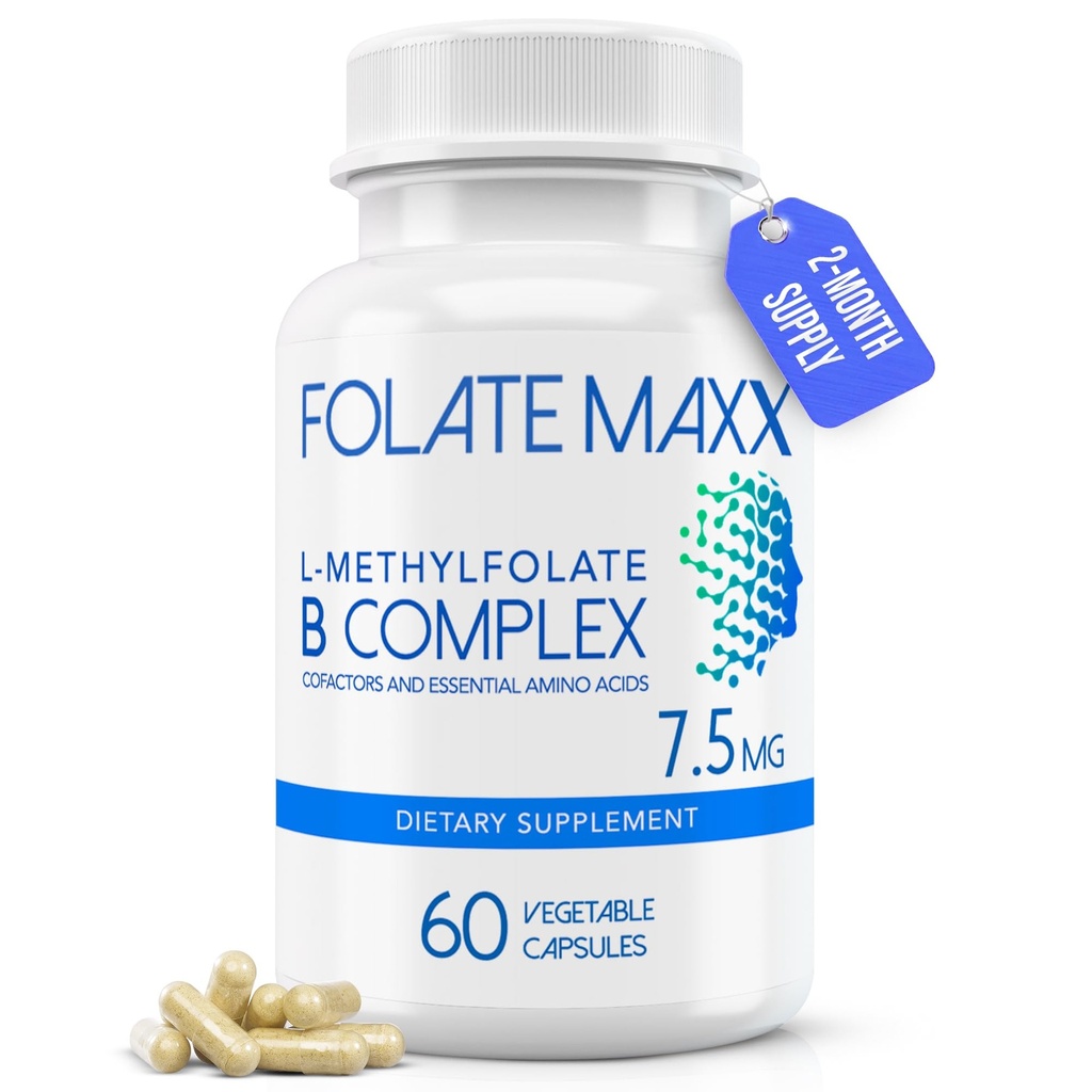 L-methylfolaat + B12 Methylcobalamine & B6 Blend (7,5 mg) - 60 capsules - actieve B-complex met cofactoren en essentiële aminozuren - niet-GMO, glutenvrij, geen fillers