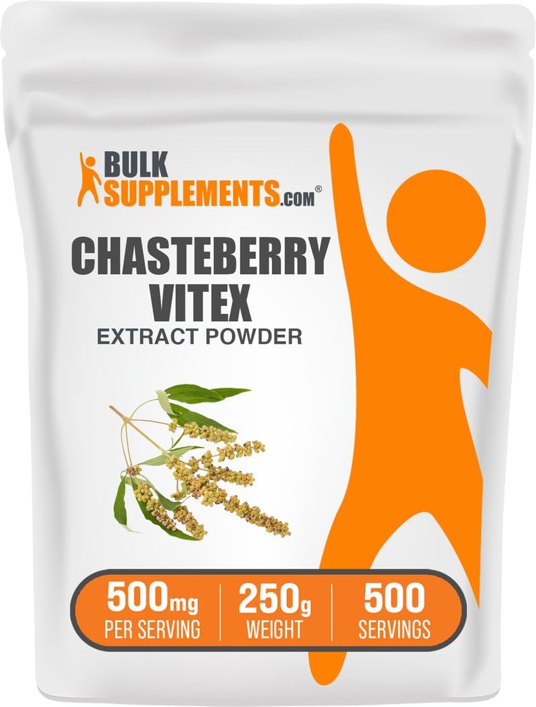 BulkSupplements.com Chasteberry Extract Powder - Chasteberry Sourced from Vitex Berry, Herbal Supplement - Vegan & Gluten Free, 500mg per portie, 1kg (2,2 lbs) (pakket van 5)