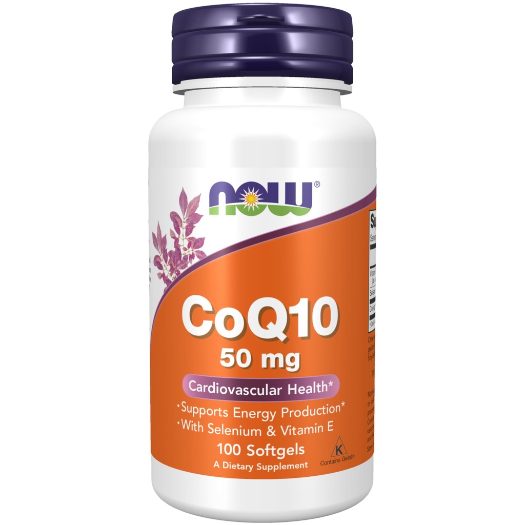 NOW Supplementen, CoQ10 50 mg, Pharmaceutical Grade, All-Trans Form geproduceerd door Fermentation, 100 Softgels