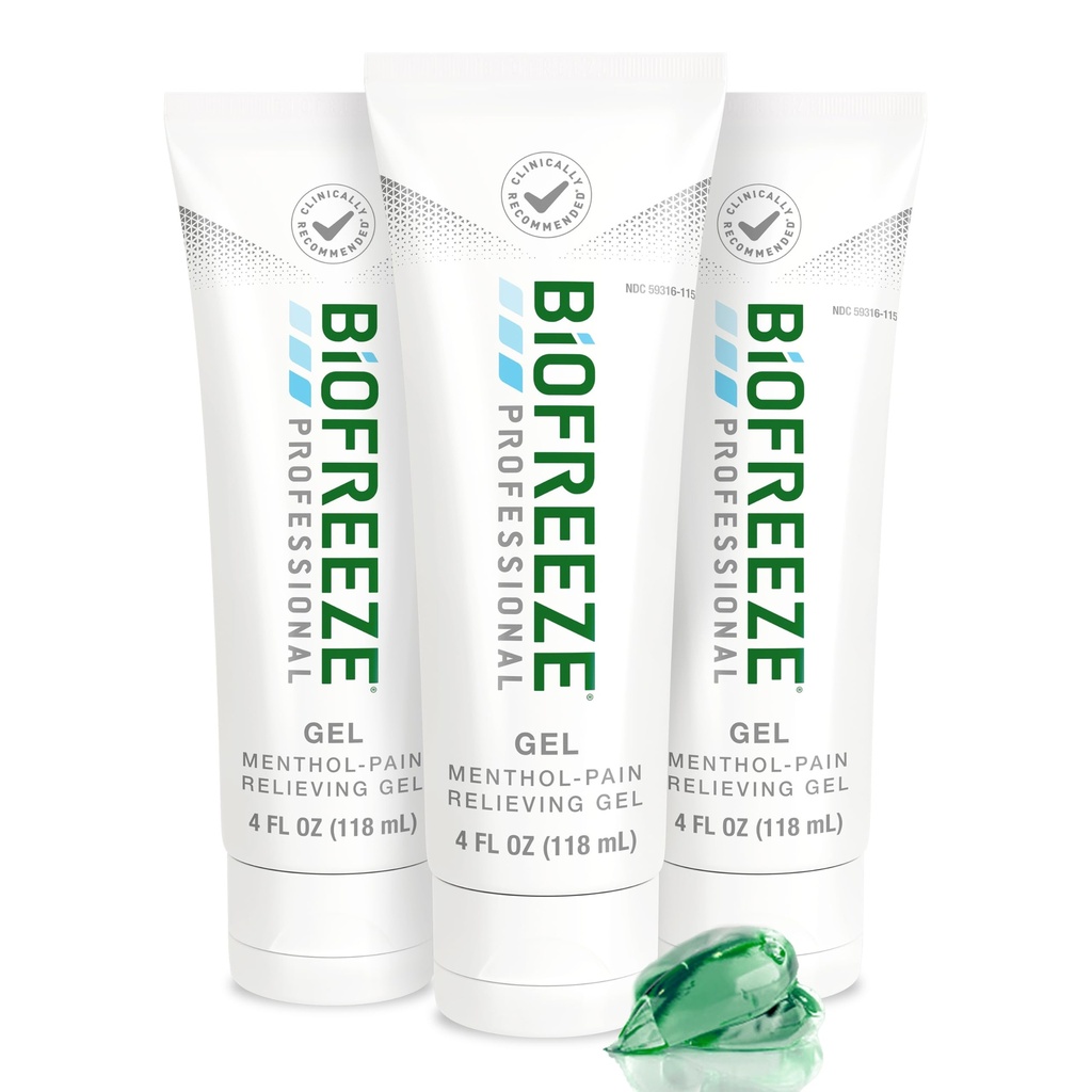 Biofreeze Professional Pain Relief Gel, 4 oz Tube (3-pack) - Snel, koeling verlichting voor artritis, spierpijn, gewrichtspijn, rug, nek, kniepijn en meer