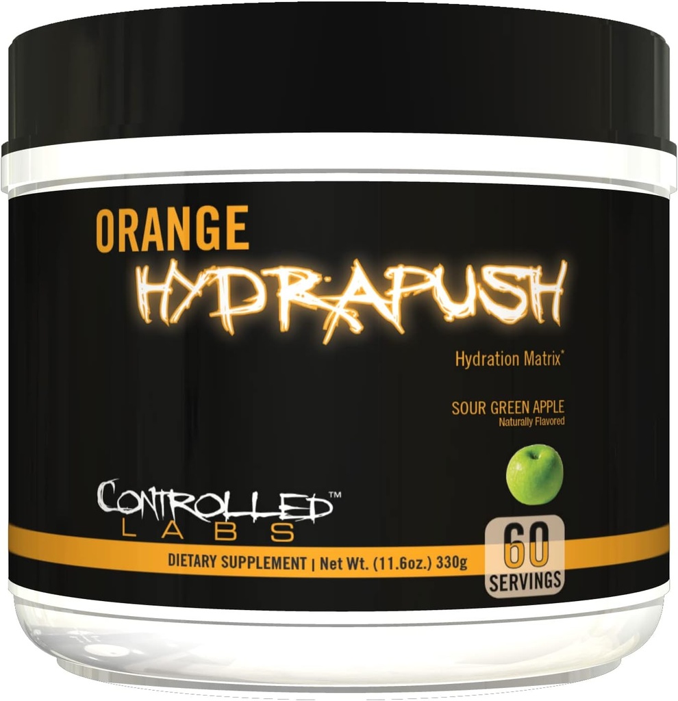 CONTROLED LABS Orange HydraPush Electrolyte Powder, 60 Servings - Advanced Hydrating Recovery - Coconut Water & Taurine - Boost Energy & Endurance (Sour Green Apple)