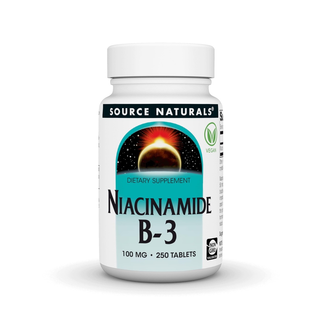 Bron Naturals Niacinamide B-3, 100 mg Dieetsupplement - 250 tabletten