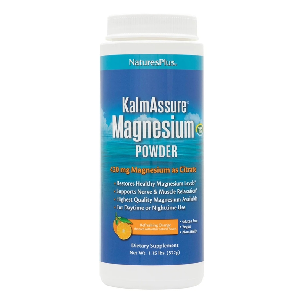 NaturesPlus KalmAssure Magnesium Powder - 1.15 lb, Pack of 2 - Orange Flavor - Supports Nerve and Muscle Relaxation - Non-GMO, Gluten Free, Vegan - 120 Total Servings